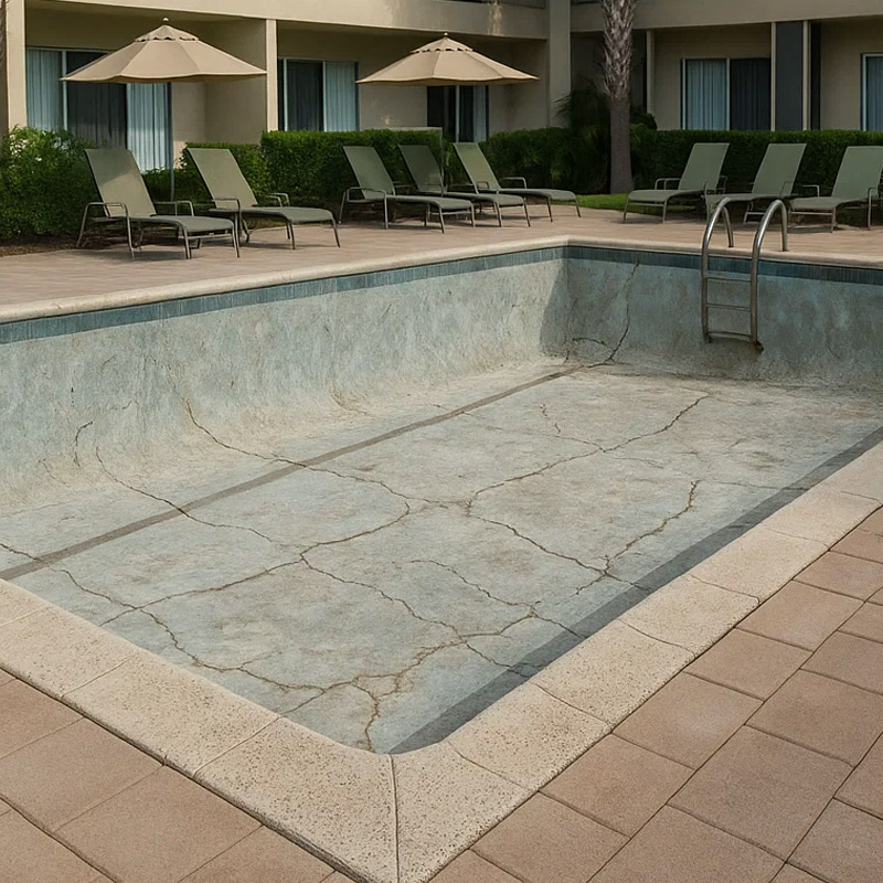commercial swimming pool resurfacing before