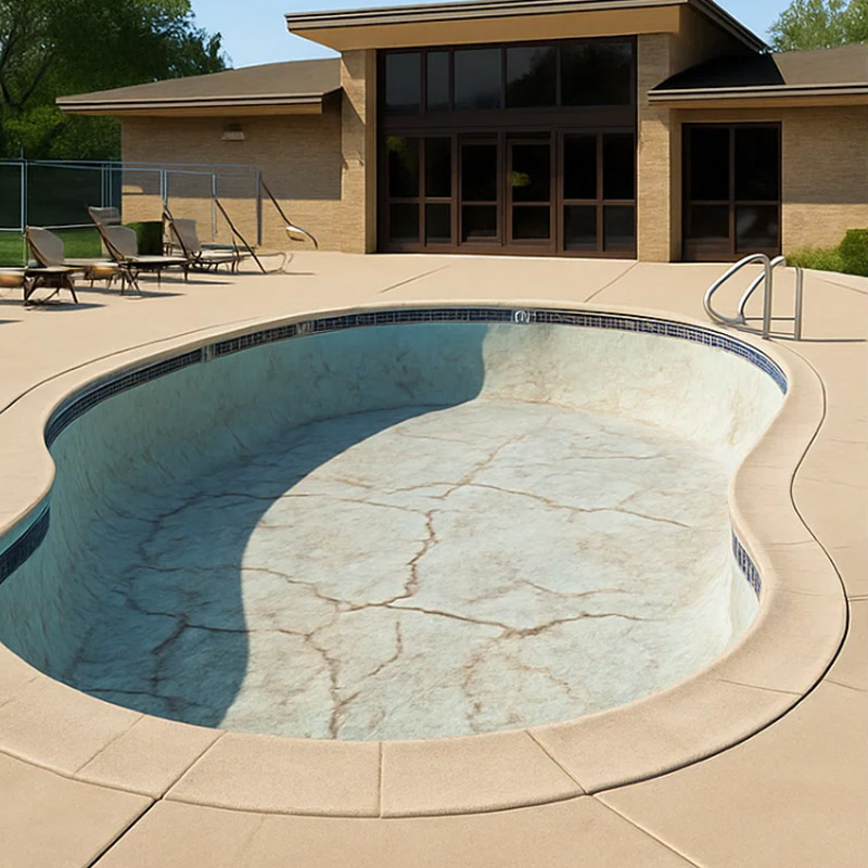 concrete pool repair project before
